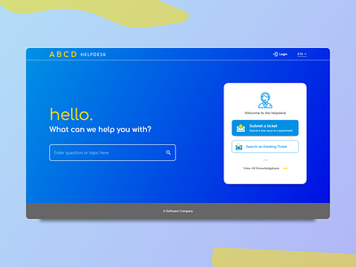 ABCD Helpdesk Landing Page blue blue and yellow design helpdesk landing page ui yellow