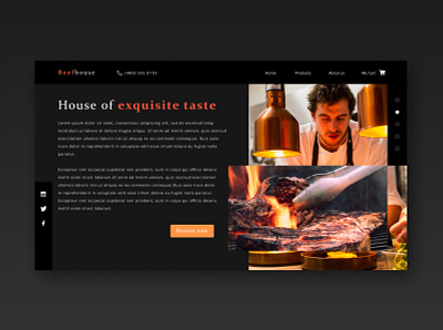 Steakhouse landing page design ui web
