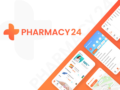 Pharmacy 24 app (Categories, Map screens and logo)