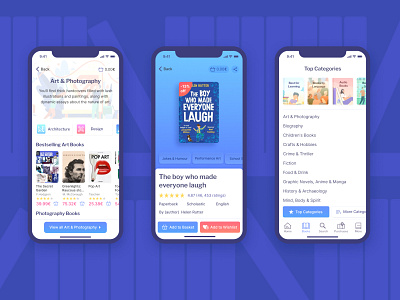 Bookstore app screens