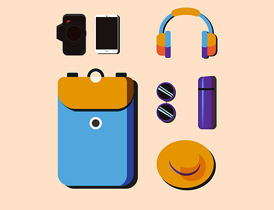 Traveling essentials graphic design illustration vector