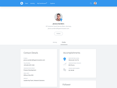 User Profile enterprise follow reputation software ui user profile ux