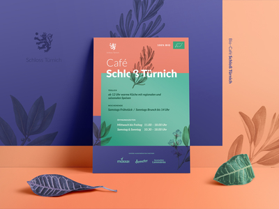 Café Schloss Tuernich bio coffee coral fair trade illustration layout organic poster schloß türnich