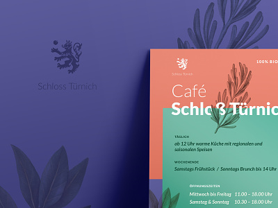 Cafe Schloss Tuernich 02 bio coffee coral fair-trade illustration layout organic poster schloß türnich