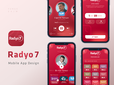 Radyo 7 - Radio Mobile App Design app branding design istanbul mobile app music player podcast radio radyo singer sound spotify streaming ui ux