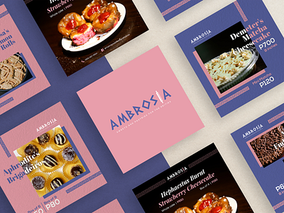 Ambrosia Social Media Post Design ambrosia branding design desserts food greek pastry social media sweets