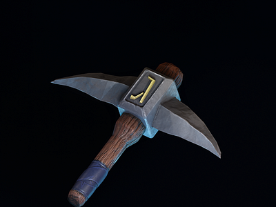 3D low poly model of a dwarf's pickaxe.