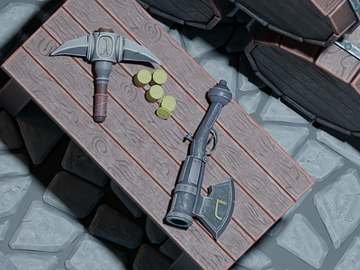 3D Lowpoly scene. Dwarf's Cave. environment 3d assets blender environment game game ready hand paint props texture