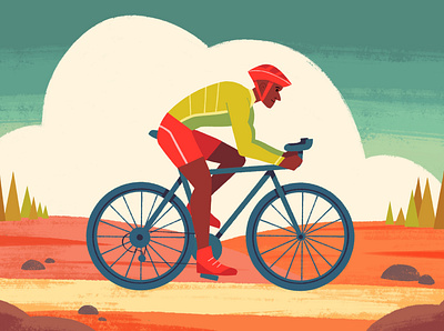 Guy riding a bike through advertising bicycle design digitalart editorial illustration nature