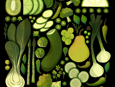 Greens design editorial food healthy illustration organic