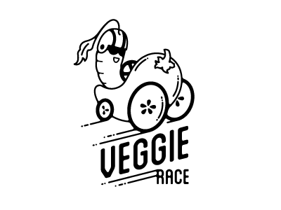 Veggie Race black car carrot eggplant fun funny illustration logo race vegetables veggie white