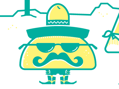 Taco Guy boots cowboy fun green illustration mexico mustache sombrero sunglasses taco yellow