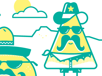 Nacho Cop Guy boots cop cowboy fun green illustration mexico mustache sheriff sunglasses taco yellow