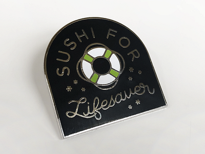 Sushi for Lifesaver Pin black illustration lifesaver pin sushi