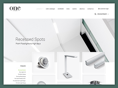 ONE Light - Products page design / layout clean desktop elegant eshop minimal product white