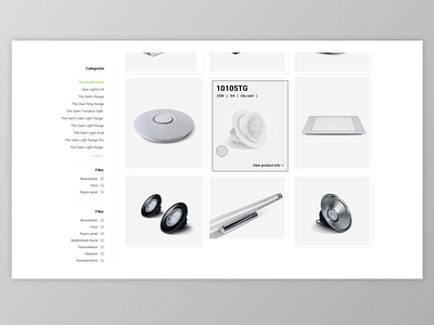 ONE Light - Products page design / layout demo clean desktop elegant eshop minimal product white