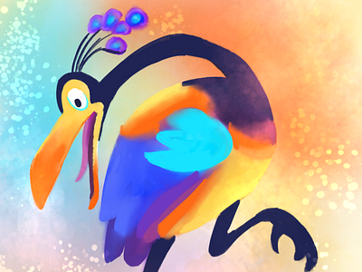 Kevin animal bird colorful digital art digital painting fan art pixar