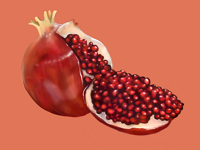 Pomegranate digital art digital painting food fruit pomegranate still life