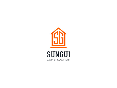 SUNGUI Construction Logo branding building logo construction logo corporate logo creative logo logo manwar007 modern logo orange logo sg logo