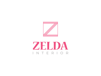 Zelda Interior logo clean logo creative logo feminine logo home decor interior design interior logo manwar007 modern logo personal branding pink logo simple logo z logo