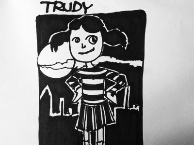 Trudy black hand sign trudy white