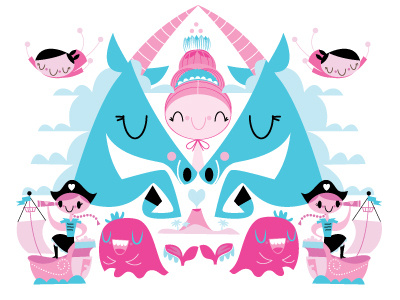 @ifri submission: voyage big hair illustration limited palette unicorn whale