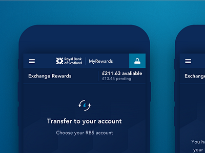 Exchange Rewards account bank blue card design donate mobile money rbs reward royal site