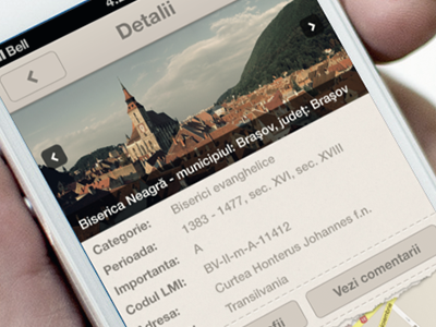 Monumente Romania iPhone details screen apple graphic design ios iphone mobile ui user interface