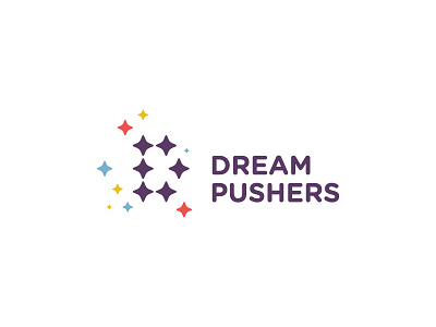 Dreampushers Identity blue dream graphic design identity logo purple red stars yellow