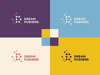 Dream Pushers Identity blue dream graphic design identity logo purple red stars yellow