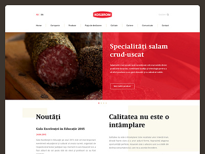 Kosarom Landing Page deli food graphic design meat products red simple web design