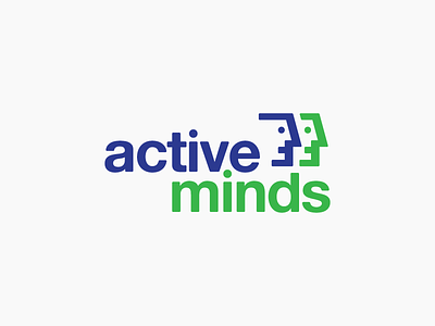Active Minds Logo Proposal blue design face graphic design green identity logo design