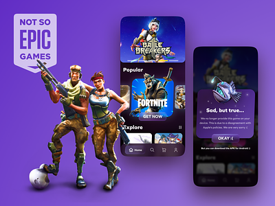 Epic Games Store Mobile App apple epic games fortnite game game design game store ios iu design mobile app mobile ui
