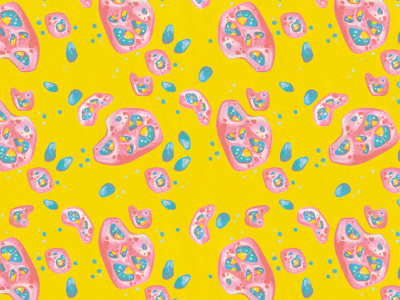 Repeating Pattern - Asteroids in Yellow Space asteroids christian christian artist fabric fabric pattern female designer female illustrator illustration pastel pastel colors pattern design primary colors repeating pattern studio hannah surface design