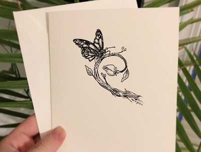 Butterfly Greeting Card artist crow quill greeting cards hand drawn hand drawn handmade illustration india ink ink