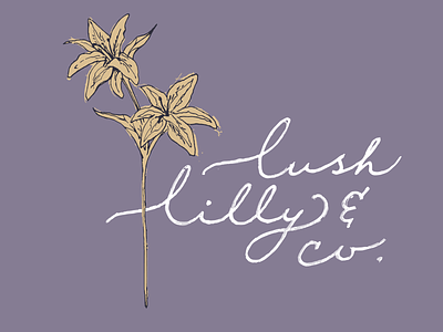 Lush Lilly & Co. Logo Purple with Flower branding design hand drawn hand lettering illustration logo logo design typography vector