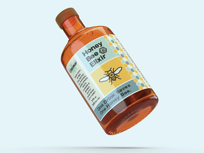 Honey Bee Elixir Bottle Mockup Label Packaging
