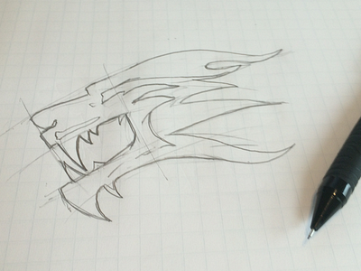 Zombie Wolf Dribbble branding logo sketch