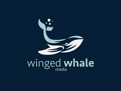 Winged Whale Media branding concept logo whale