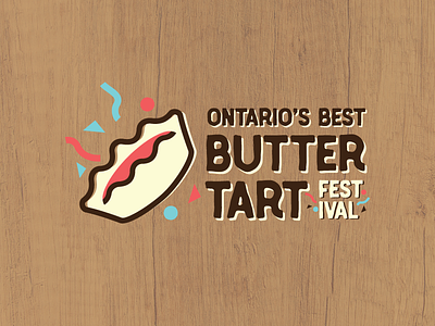 Ontario's Best Butter Tart Festival branding buttertart cake confetti festival food logo midland minimal offset ontario thain creative