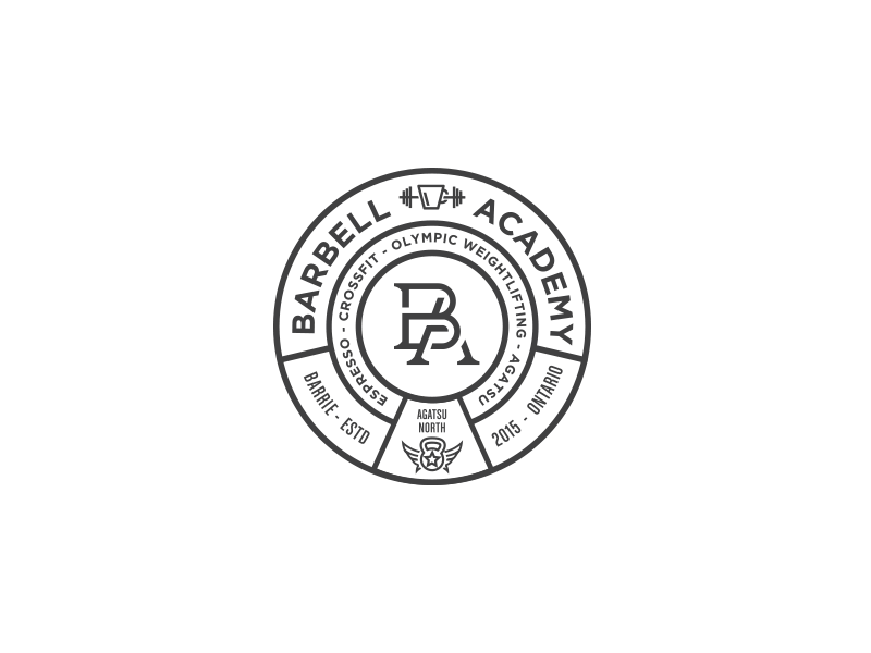 The Barbell Academy badge badge design badge logo branding design logo logo design typography