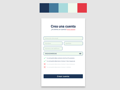 UI Challenge Nº1: Sign Up Page color paletter sign up ui web desing