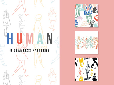 Human Seamless Patterns art design digitalart drawing hand drawn humanart illustration package design packaging pattern pattern art seamless seamless pattern vector vector art