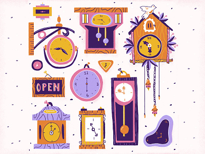 Clocks clocks color cuckoo clock design flat flatillustration illustration photoshop time timer
