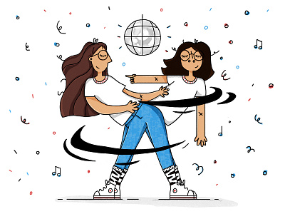 Dance color coronavirus design doodle flat friendship illustration photoshop simple skech