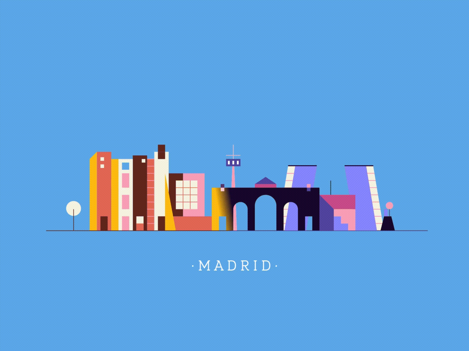MADRID dayandnight design designs flatillustration illustration madrid motion motion design vector