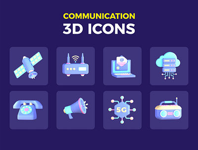 Communication 3D icons 3d artwork asset blender communication design graphic design icon design icons ui