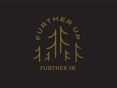 Further Up badge shirt design apparel black c.s. lewis clean gold lifestyle lifestyle brand minimal mountains trees