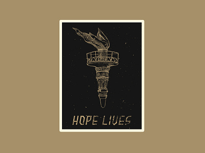 Hope Lives gold hand drawn hope illustration olympics poster torch