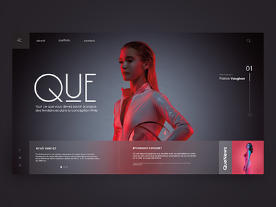 Conceptual Home page "QUE" design ui ux web website